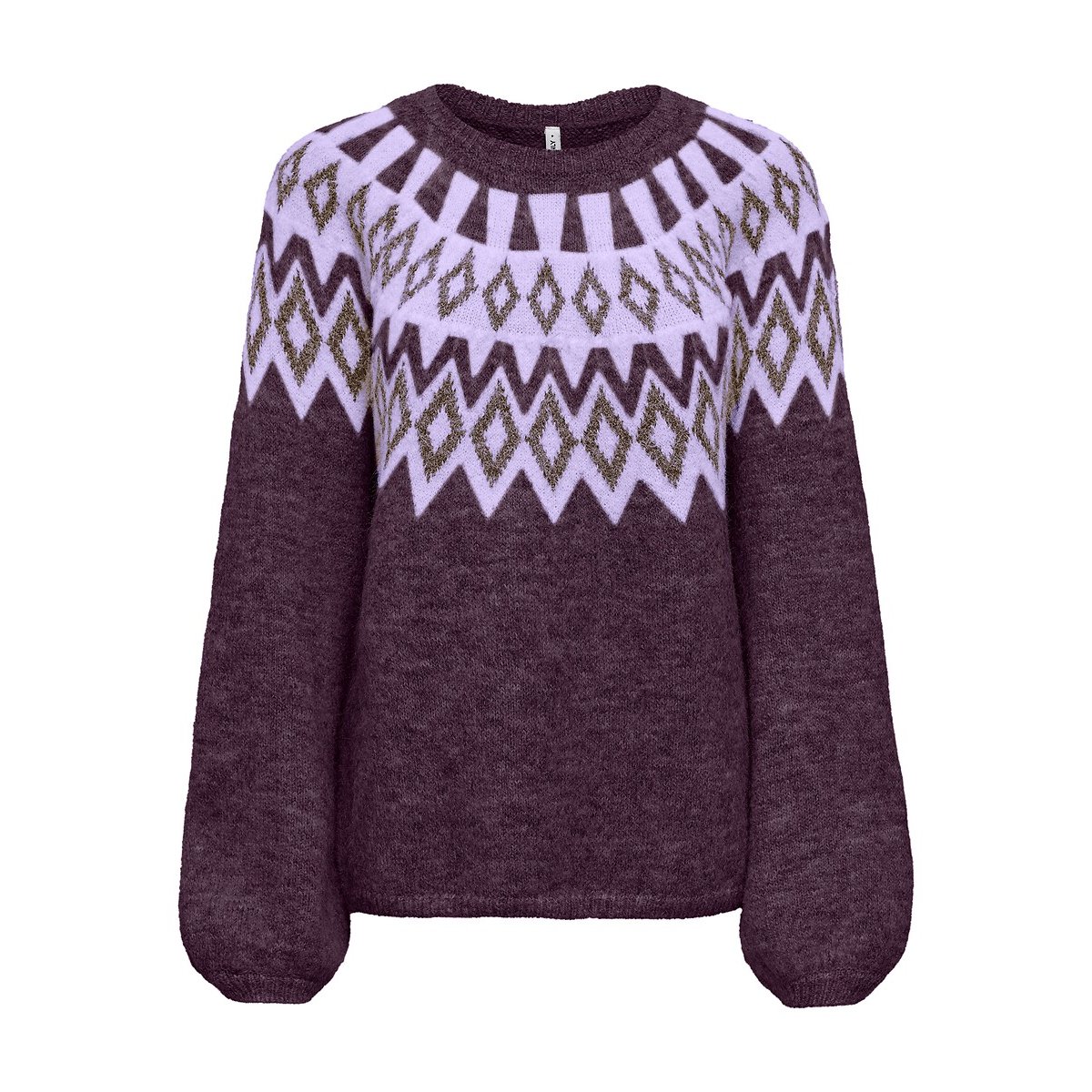 Pull manches longues imprimé jacquard violet, ONLY