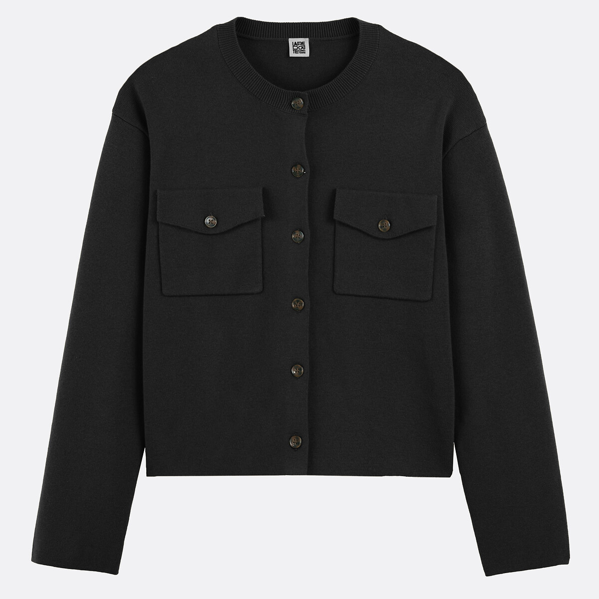 Cardigan en maille milano laine et coton noir, LA REDOUTE COLLECTIONS