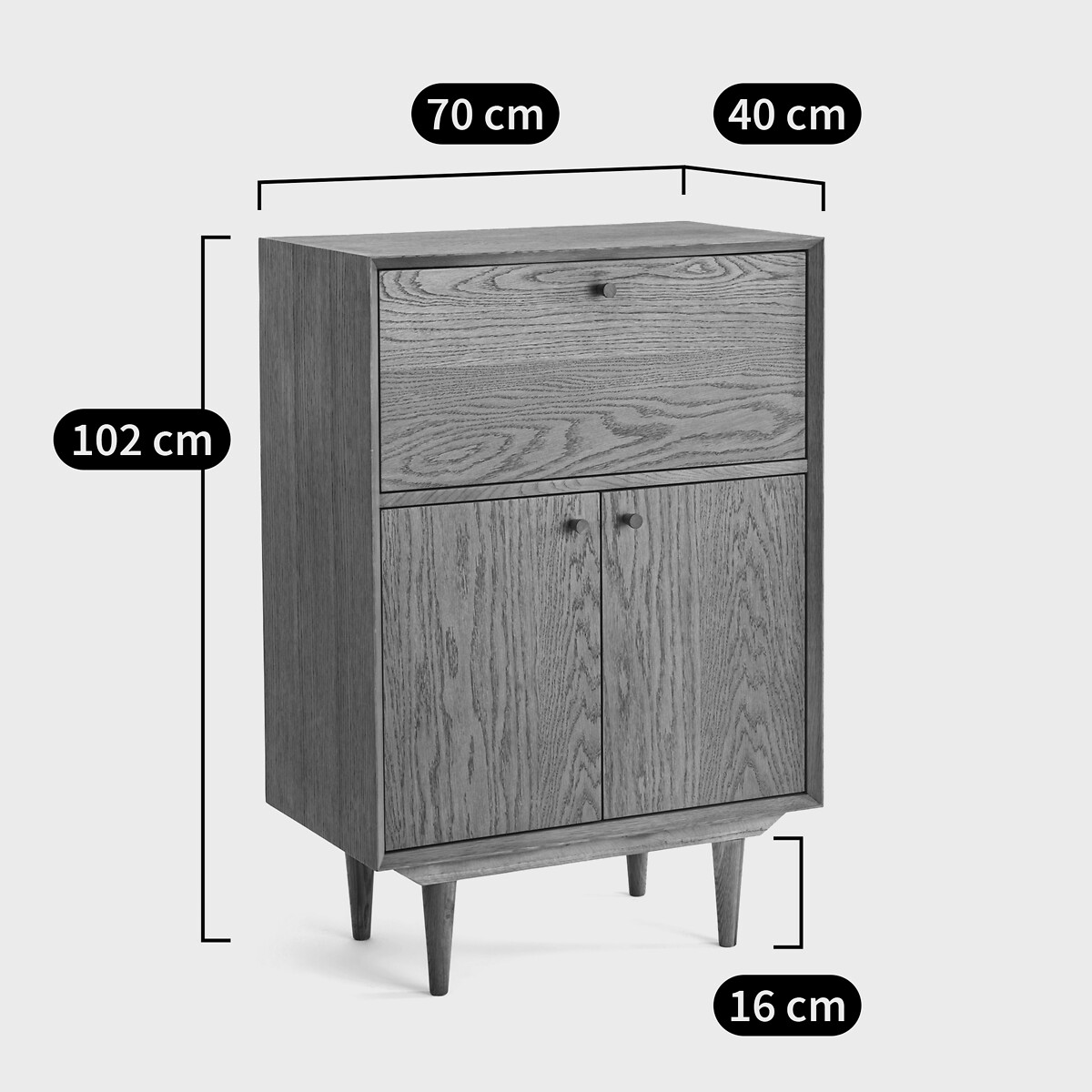 Meuble bar vintage, Quilda chêne moyen, LA REDOUTE INTERIEURS