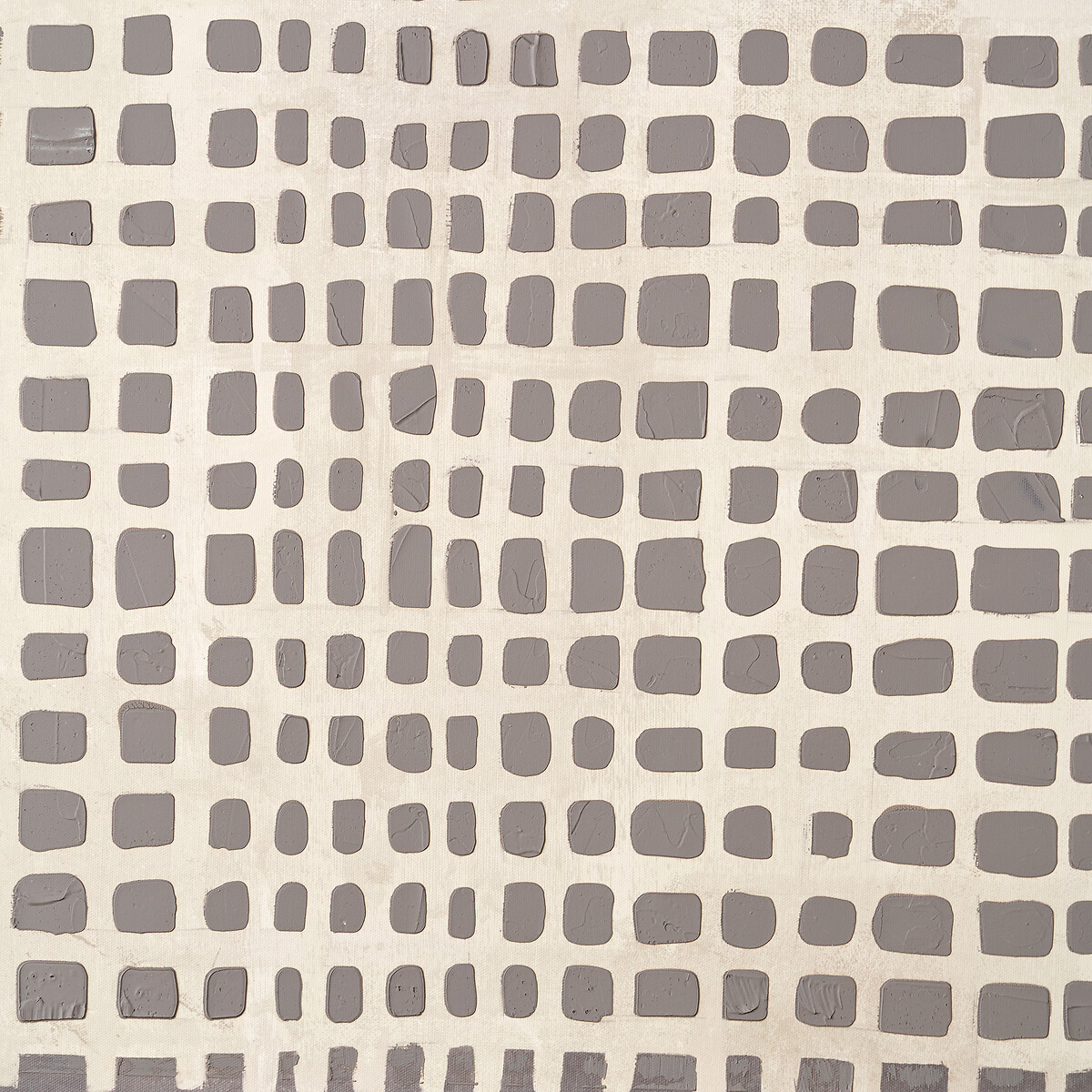 100x120cm Brown and Natural Grid Design Canvas with Oak Effect Frame brown              , ÉDITÉ