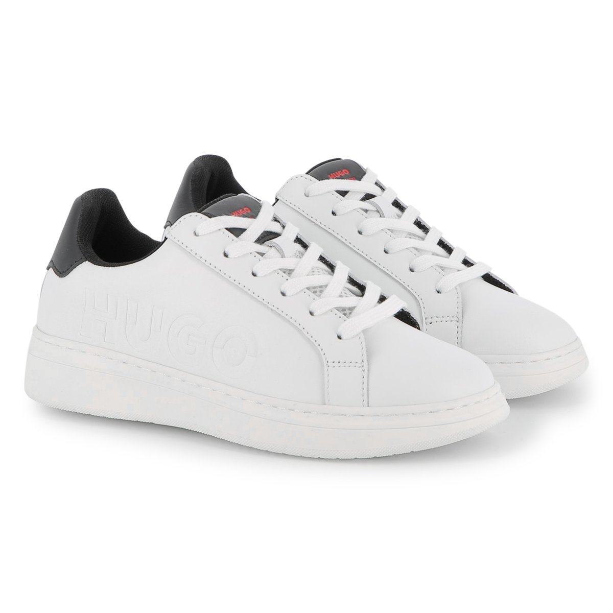 Sneakers in pelle bovina blanc, HUGO KIDSWEAR