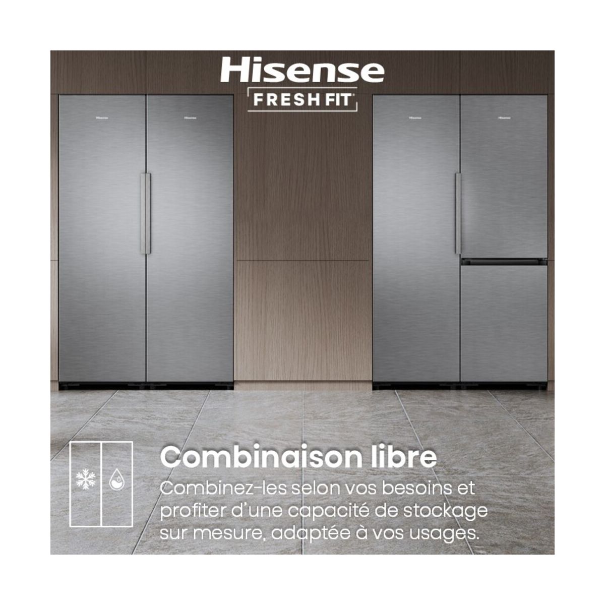 Réfrigérateur combiné RB3K330SAIC FreshFit couleur unique, HISENSE