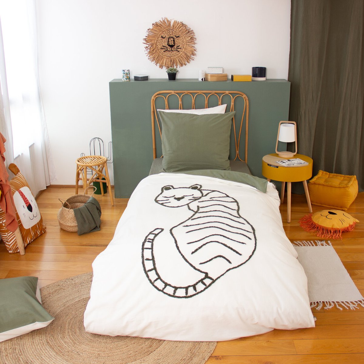 Parure de lit enfant coton, TIGRE multicolore, C DESIGN HOME TEXTILE