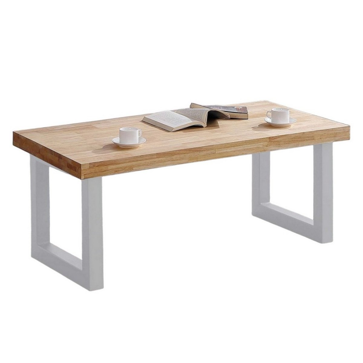 Table basse relevable en bois et acier - MATIKA blanc, MATHI DESIGN