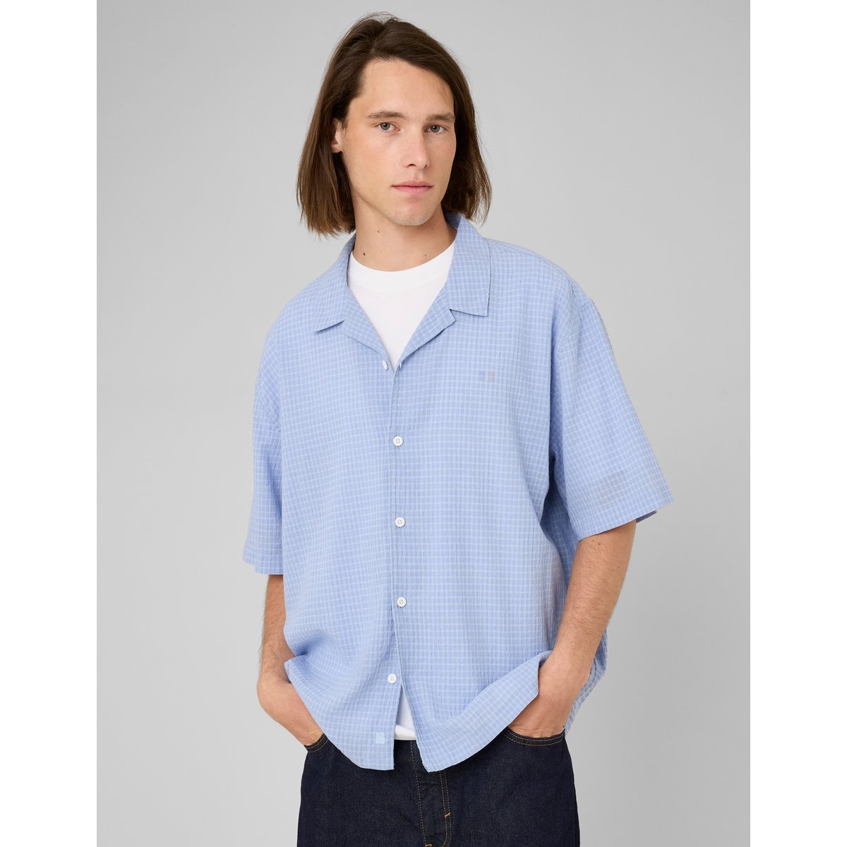 Chemise manches courtes bleu clair, BZB