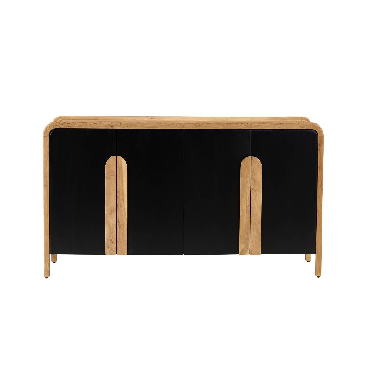 Buffet 4 portes en bois d'acacia CESAR noir, MADE IN MEUBLES