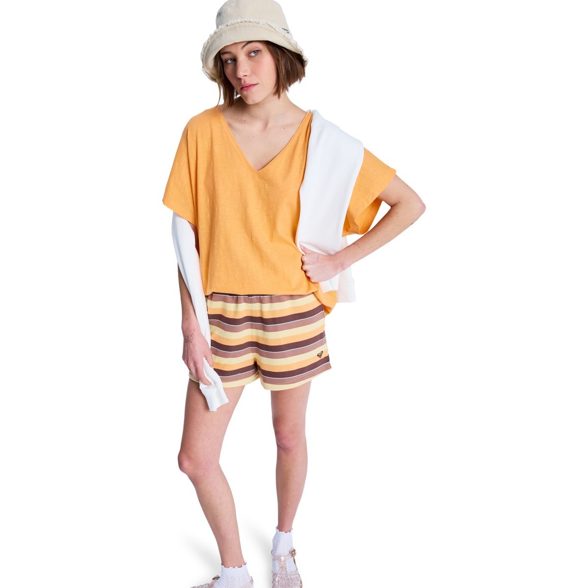T-Shirt, manches courtes, col rond, Floral. orange papaya, ROXY
