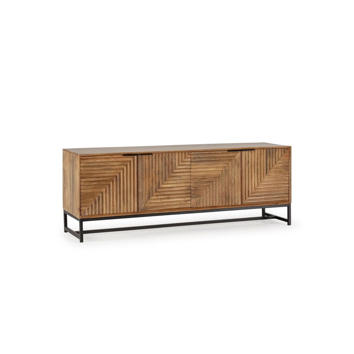Meuble TV 160 cm bois massif, NAOMIE marron foncé, BOBOCHIC