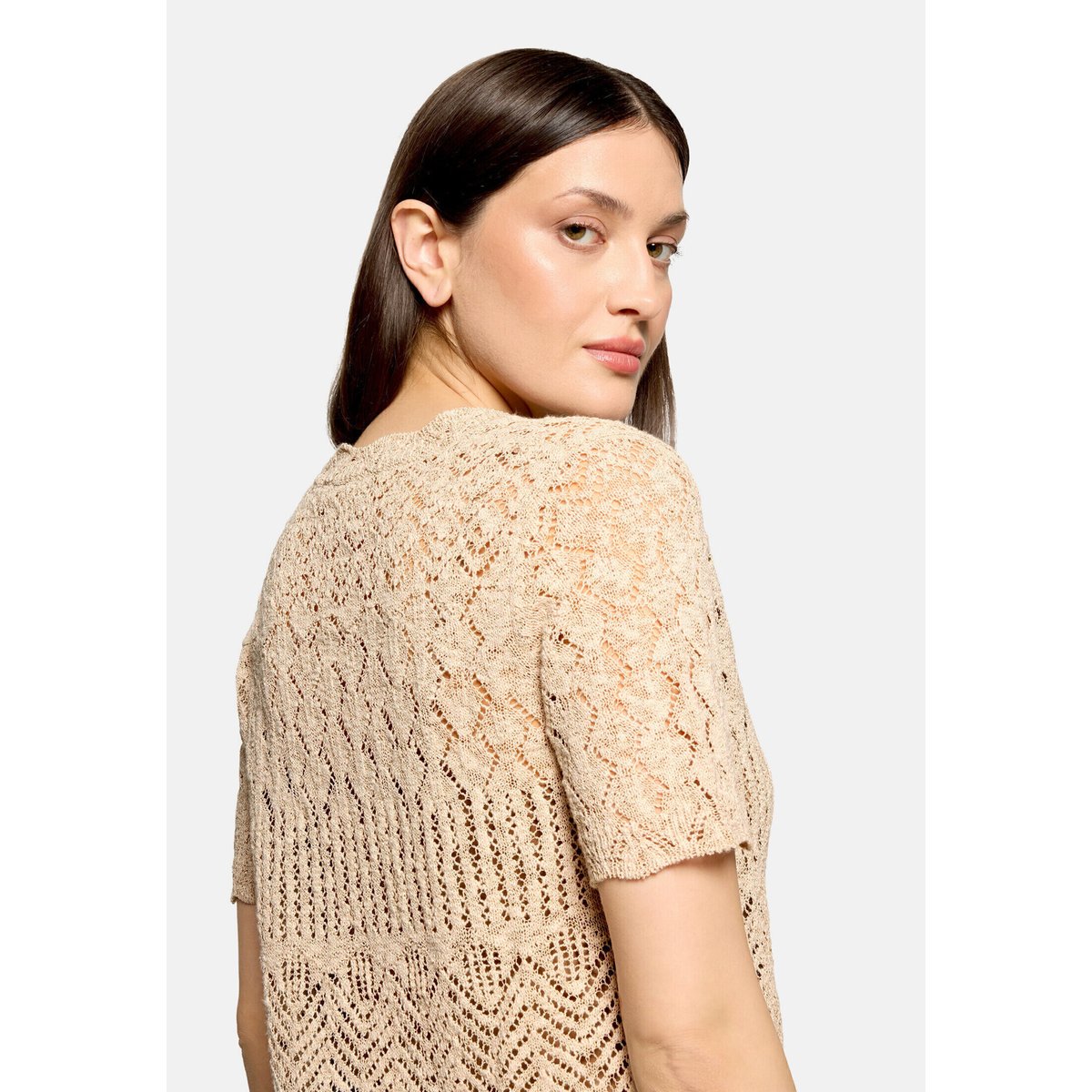 Cardigan en maille à encolure en v safari beige, CARTOON