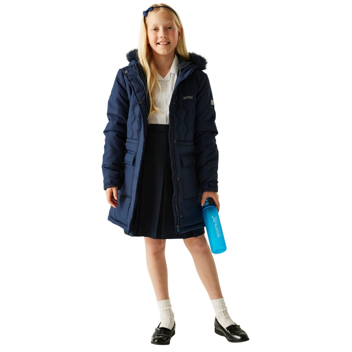 Veste matelassée à capuche duveteuse FABRIZIA bleu marine, REGATTA