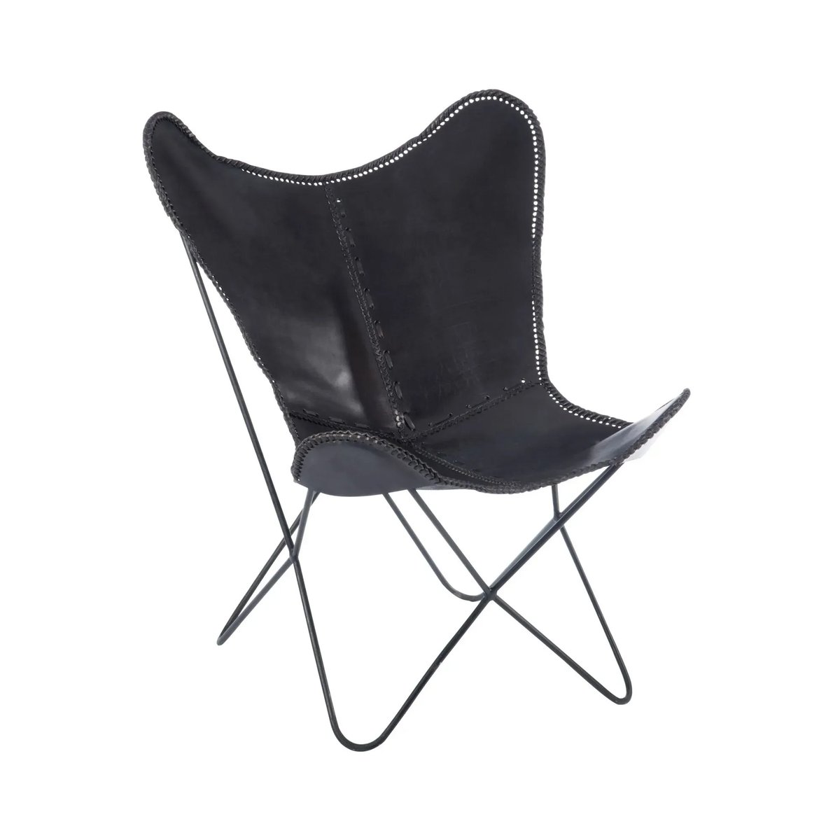 Fauteuil papillon en métal et cuir - ALTO noir, HELLIN, DEPUIS 1862