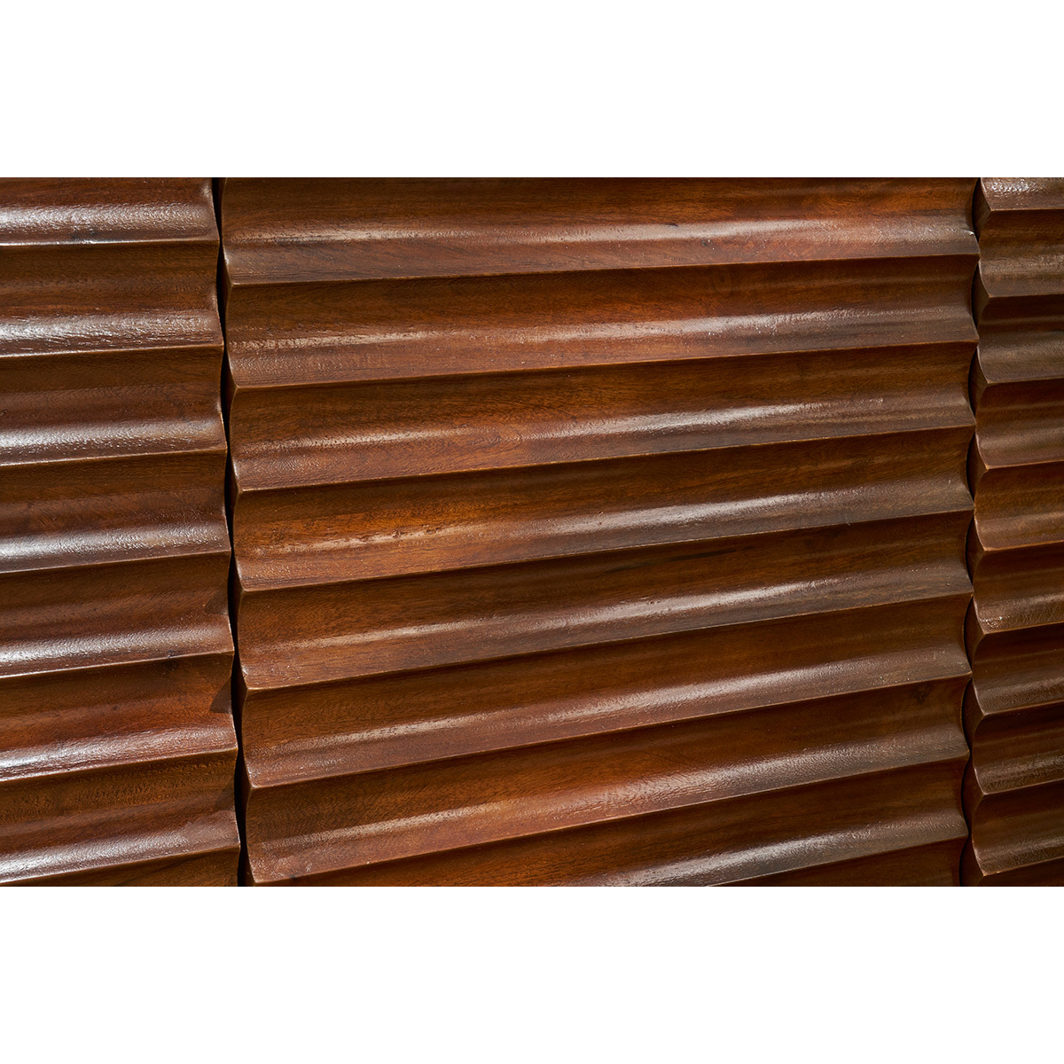 Buffet en bois foncé manguier massif et métal noir 3 portes L140 cm ONDA noyer, MILIBOO