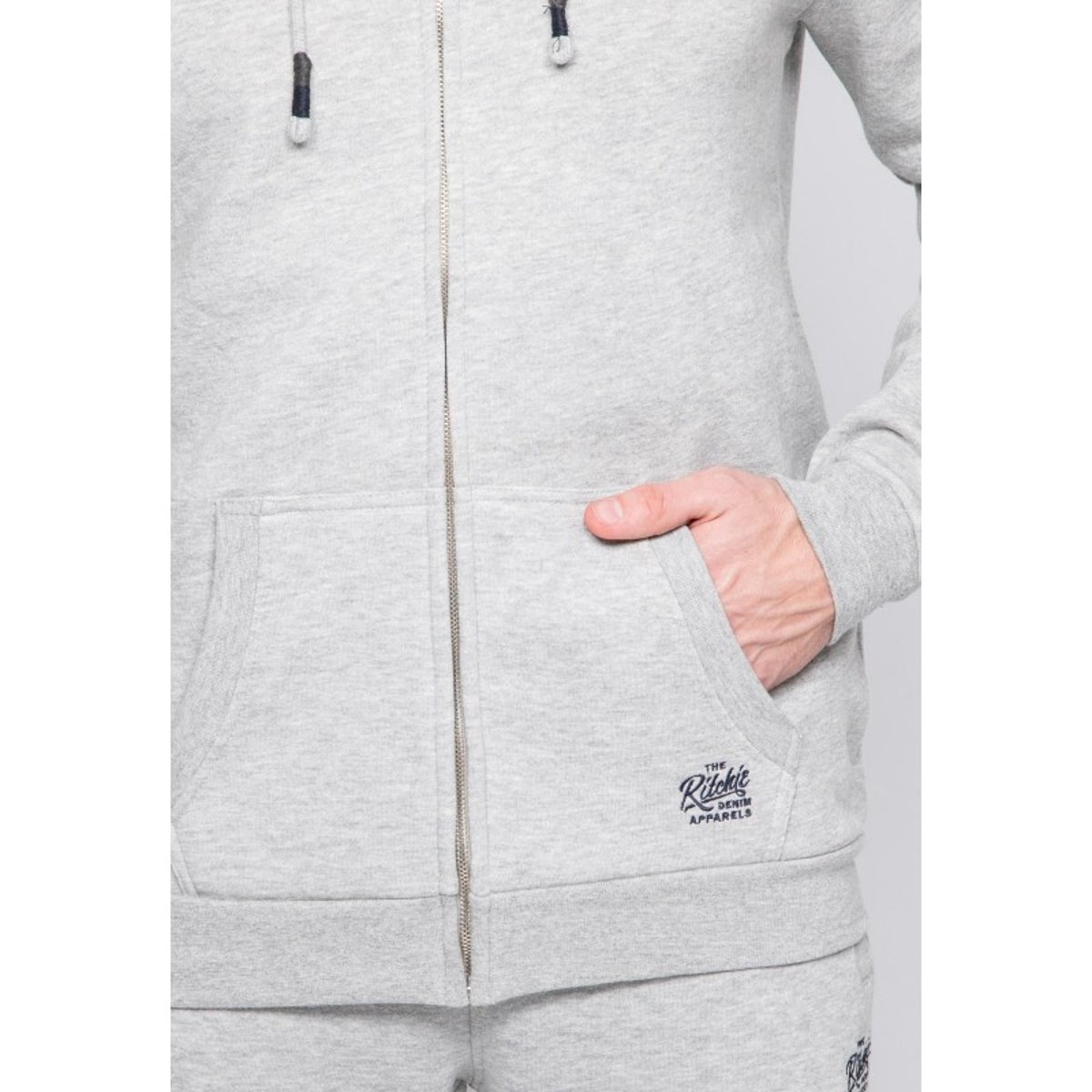 Sweat Zippé Capuche Wamin gris clair, RITCHIE