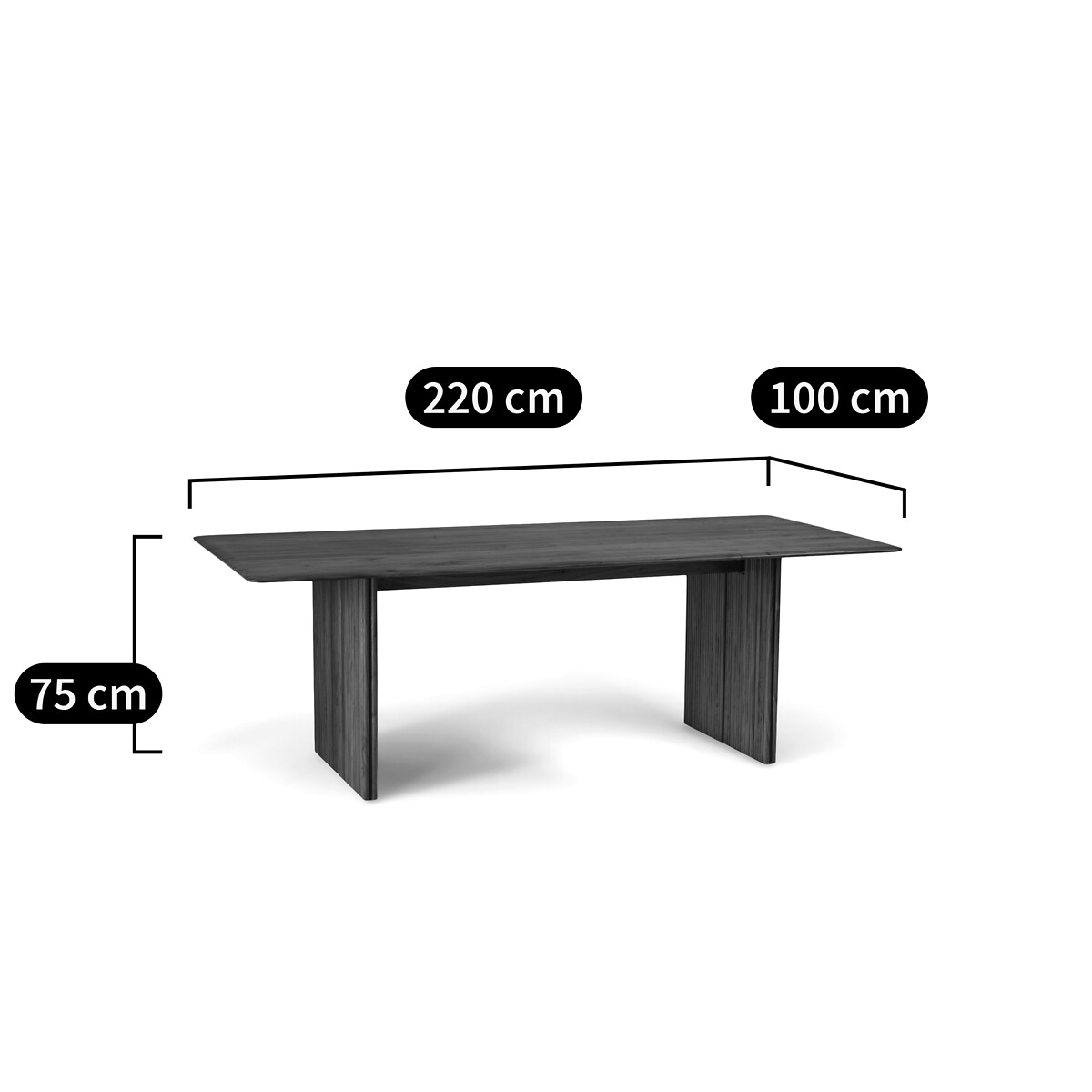Tafel in massief notenhout en fineer L220 cm, Minela notenhout, AM.PM
