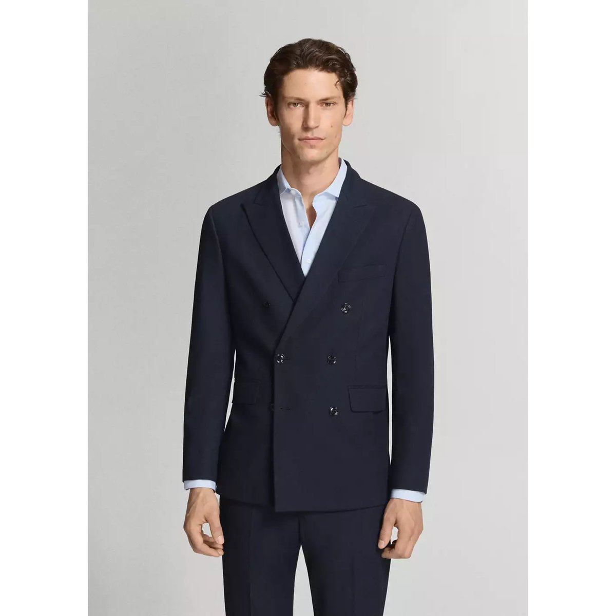 Veste de costume Monaco croisée slim-fit bleu marine, MANGO MAN