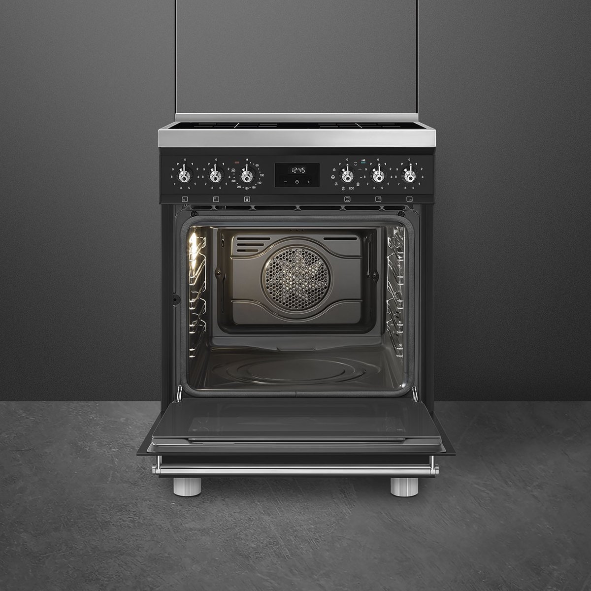 Piano de cuisson induction 4 feux 60 cm C6IP noir mat noir mat, SMEG