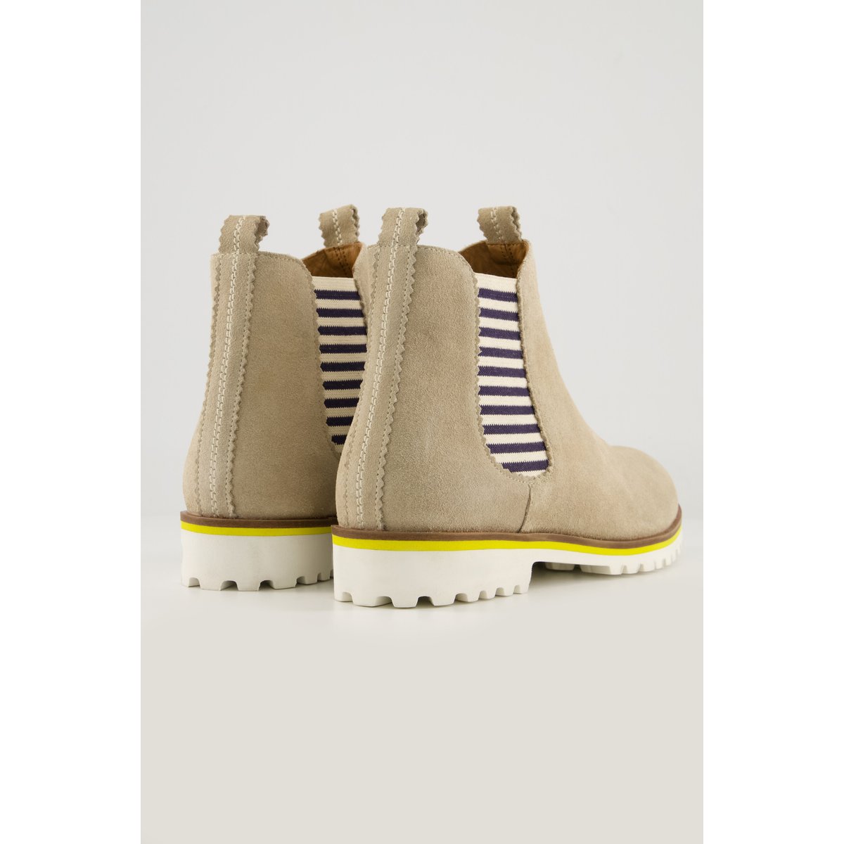Bottines Chelsea, empiècement élastique rayé , pied large beige, ULLA POPKEN