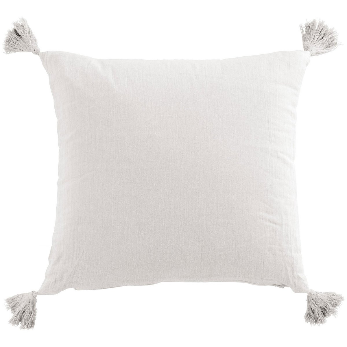 Coussin carré 40x40 cm Gaze de coton avec pompons Chantilly chantilly, EDEN