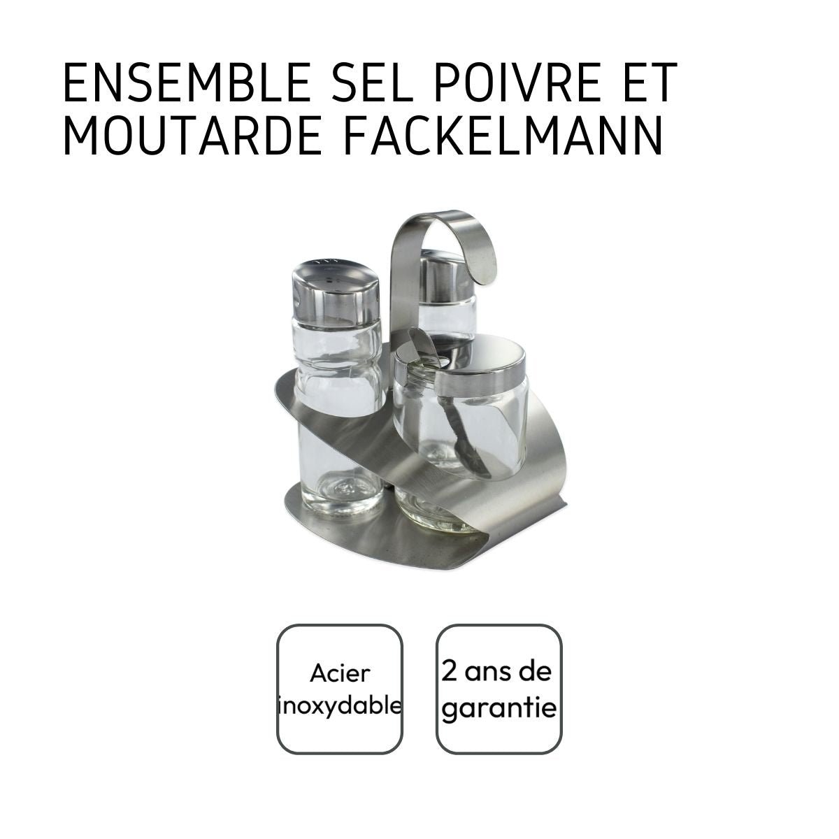 Set de 6 ustensiles de cuisine ensemble de sel et poivre BASIC inox|transparent, FACKELMANN