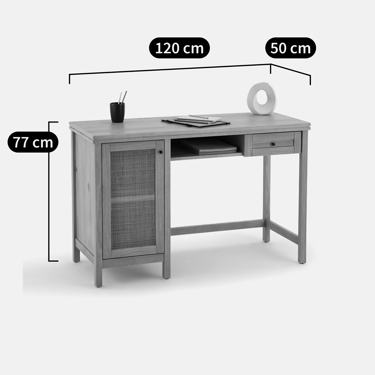 Bureau pin massif et cannage Gabin naturel, LA REDOUTE INTERIEURS