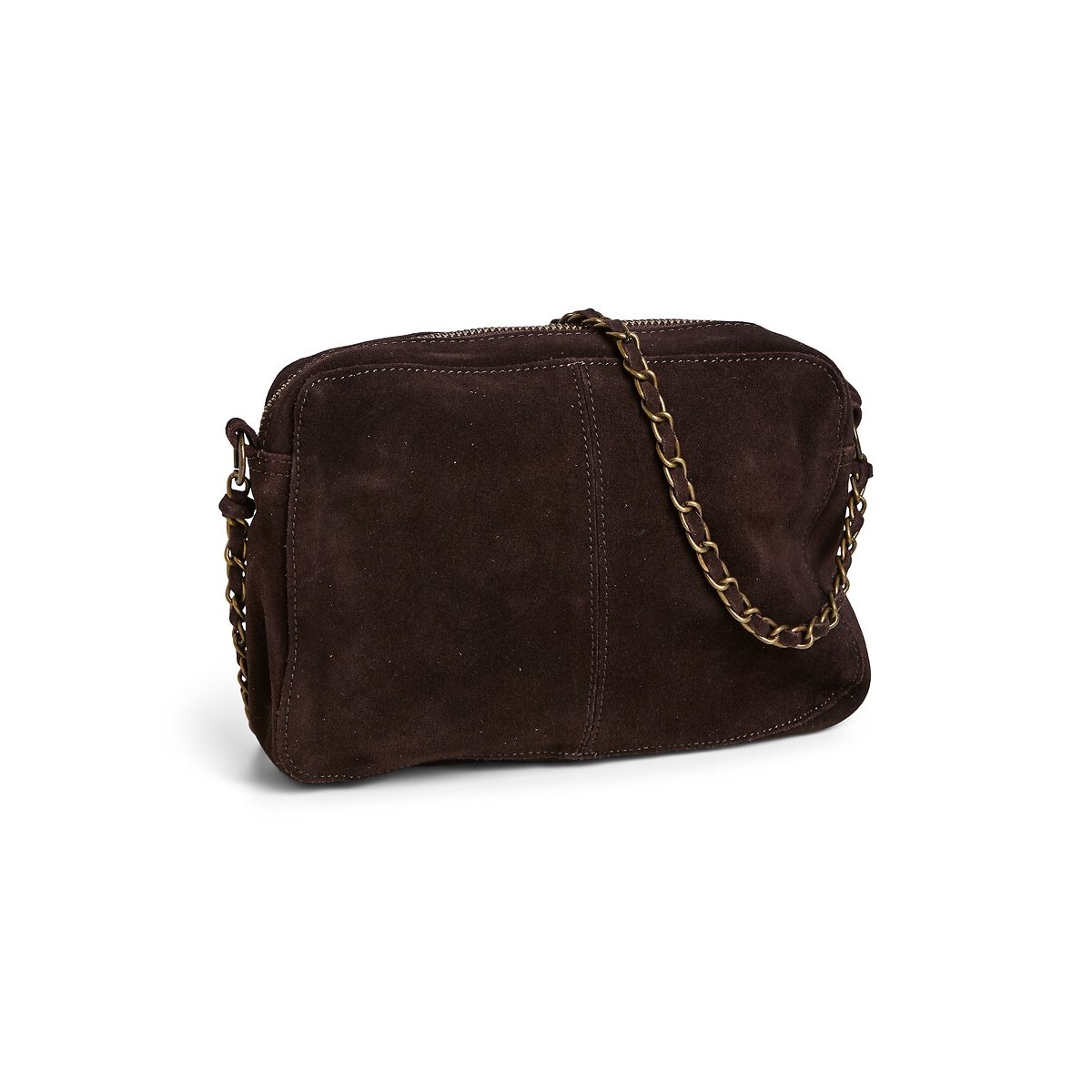 Naina Small Suede Handbag dark brown, PIECES
