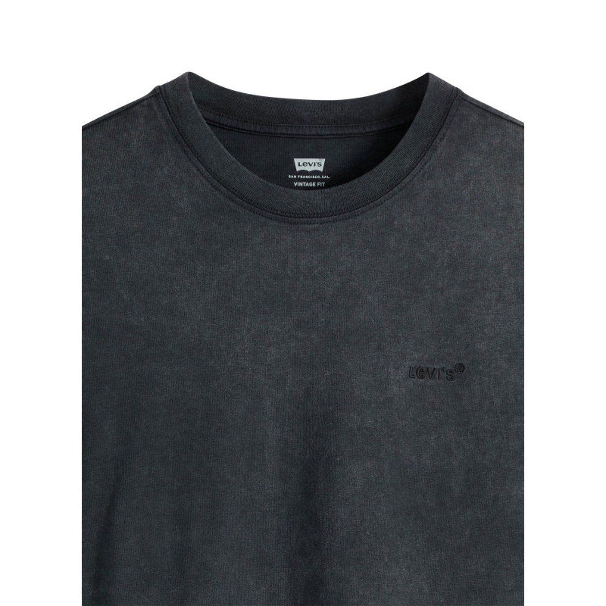 T-shirt en coton anthracite à coupe droite pourvu d'un col rond gris foncé, LEVI'S