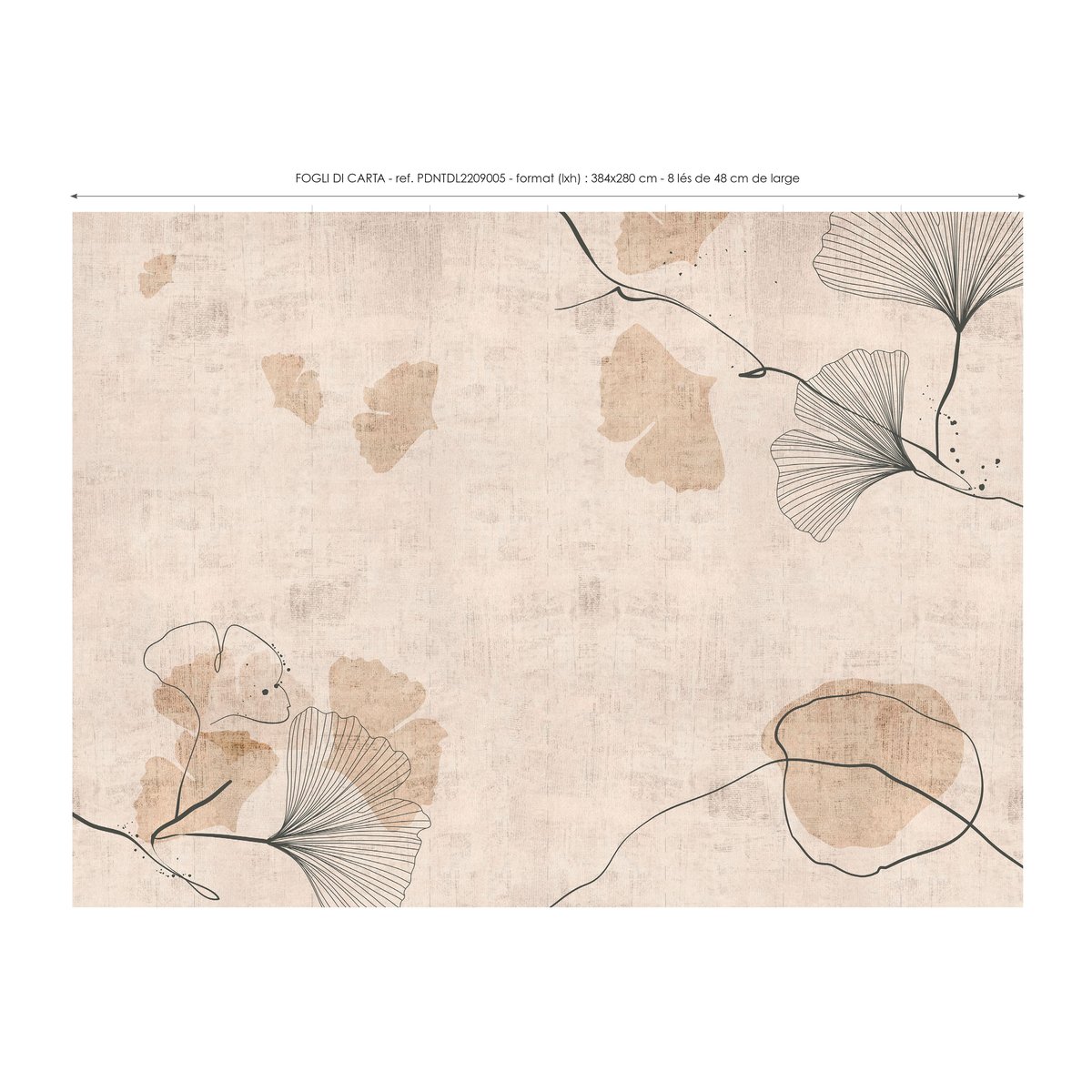Papier peint panoramique Fogli Di Carta - Beige sable, papillons stylisés beige sable, LE PAPIERS DE NINON
