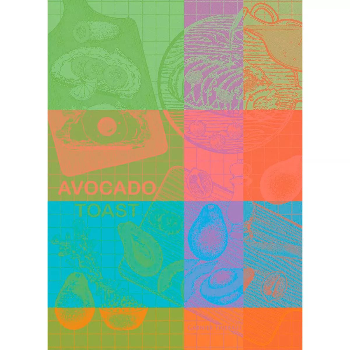 Torchon pur coton AVOCADO TOAST neon, GARNIER THIEBAUT