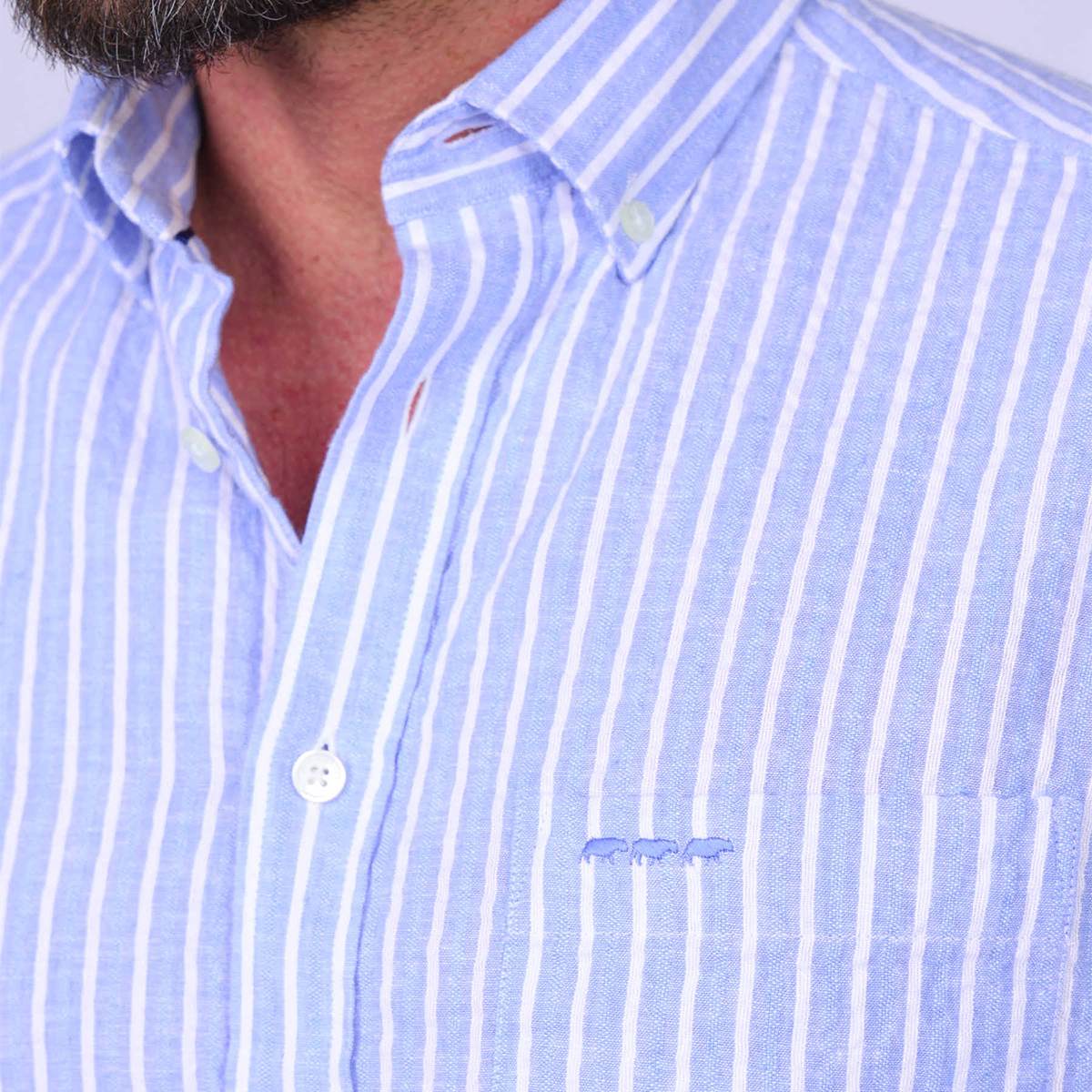 Chemise gaufré Gilman bleu ciel, MISE AU GREEN