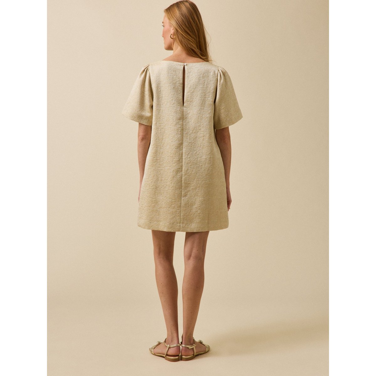 Robe courte cérémonie jacquard doré dore, CYRILLUS