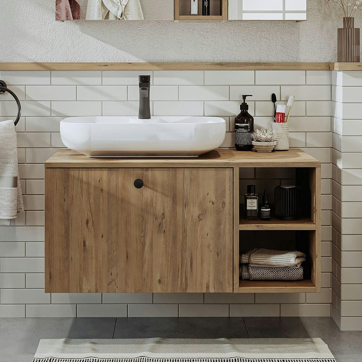 Meuble vasque mural 1 tiroir RUSH pin, PIER IMPORT