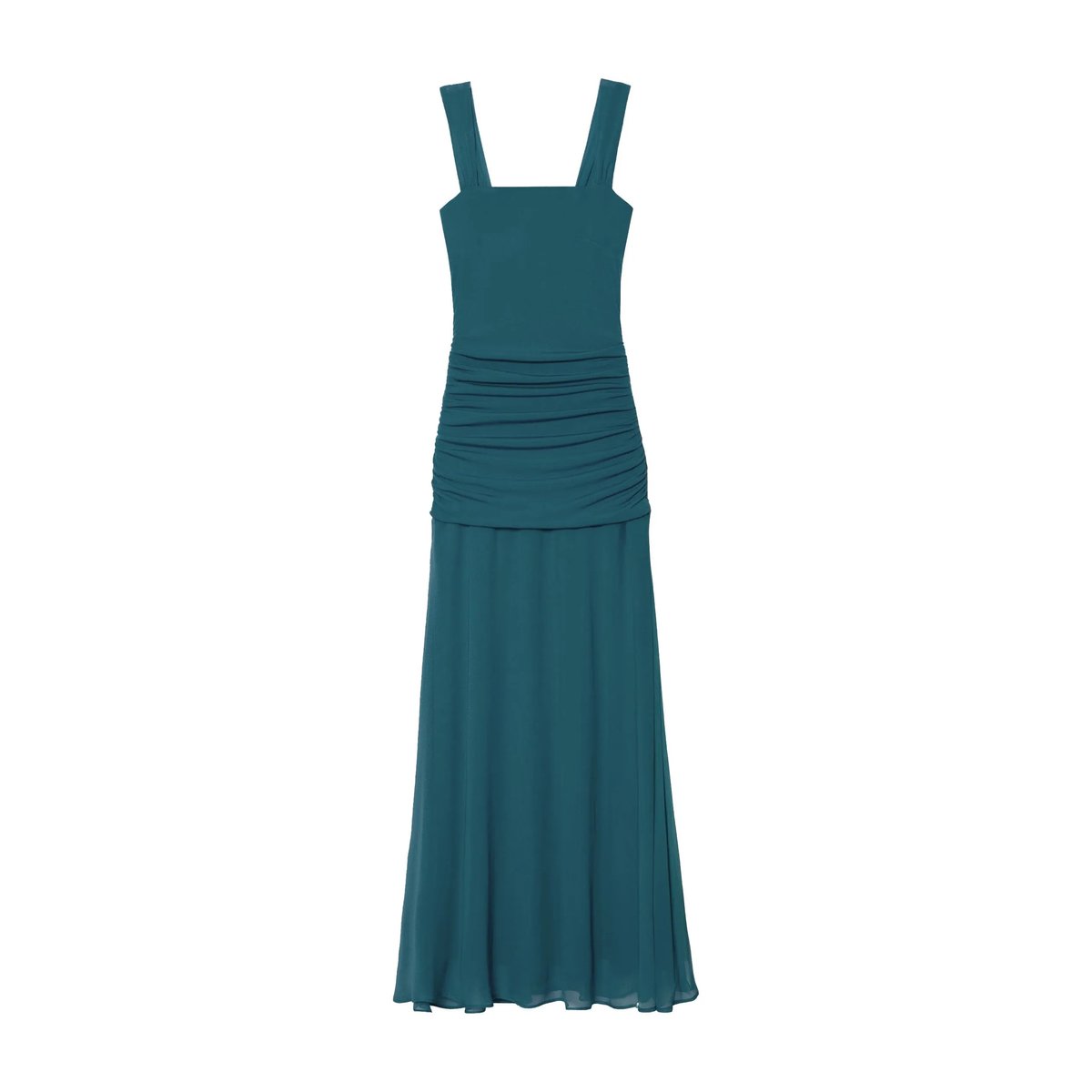 Robe midi bretelles larges turquoise, THE-ARE