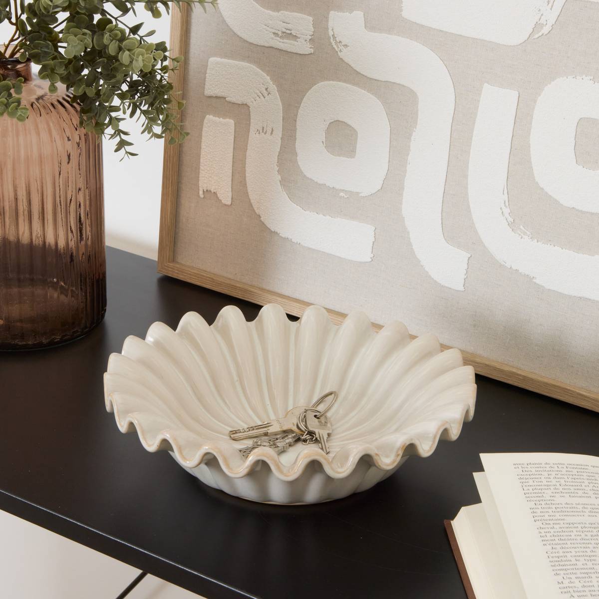 Coupelle D25cm en céramique SIEN blanc, ATMOSPHERA