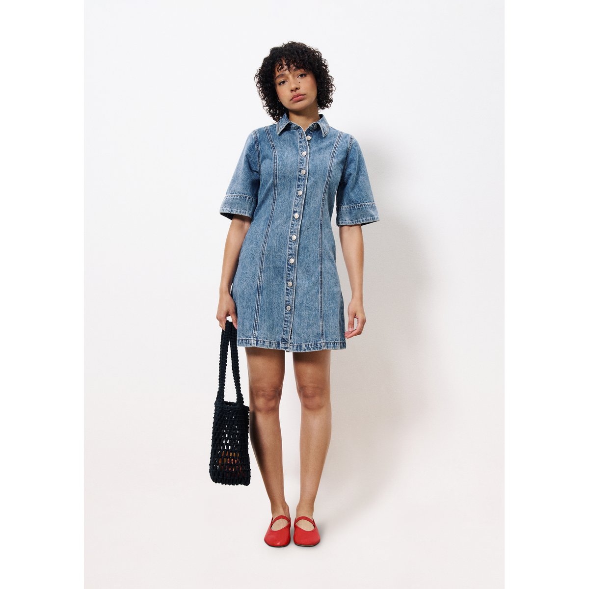 Robe en coton ELLYNE bleu jean, FRNCH