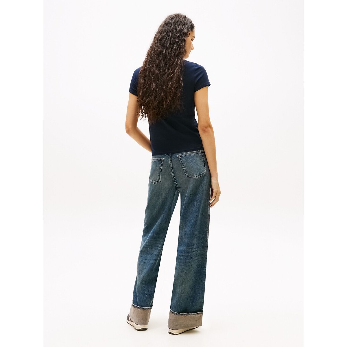 T-shirt col rond, manches courtes marine, TOMMY JEANS