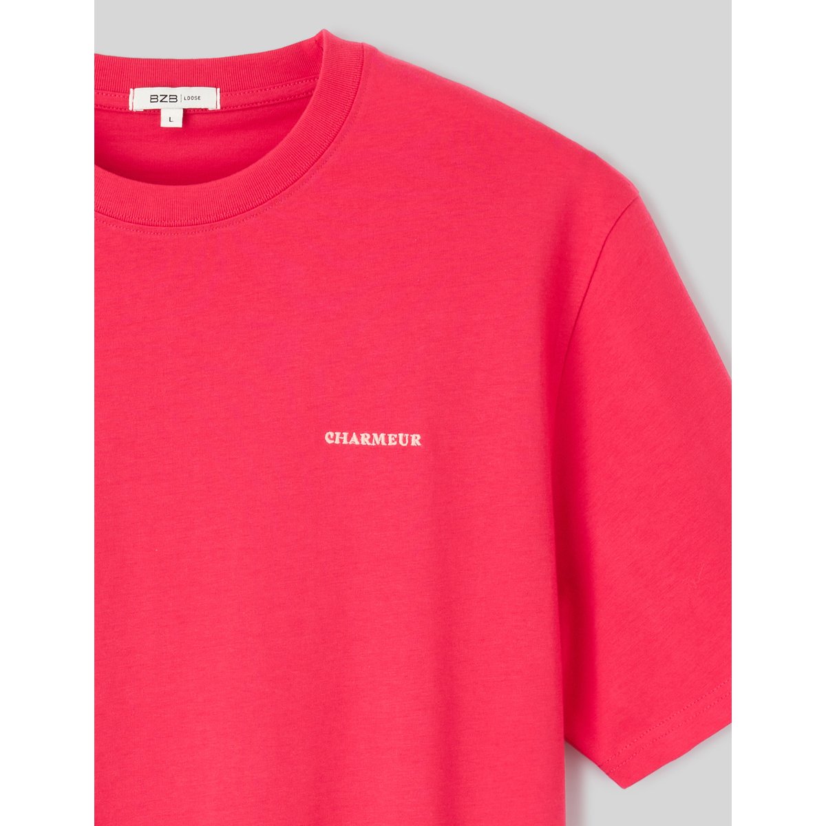 T-shirt broderie poitrine fushia, BZB