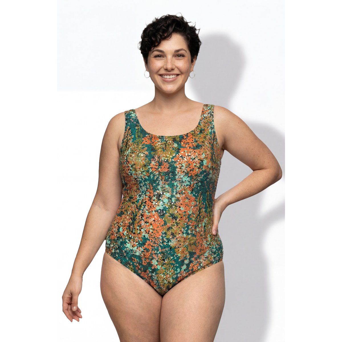 Maillot de bain à fleurs bleu turquoise, ULLA POPKEN