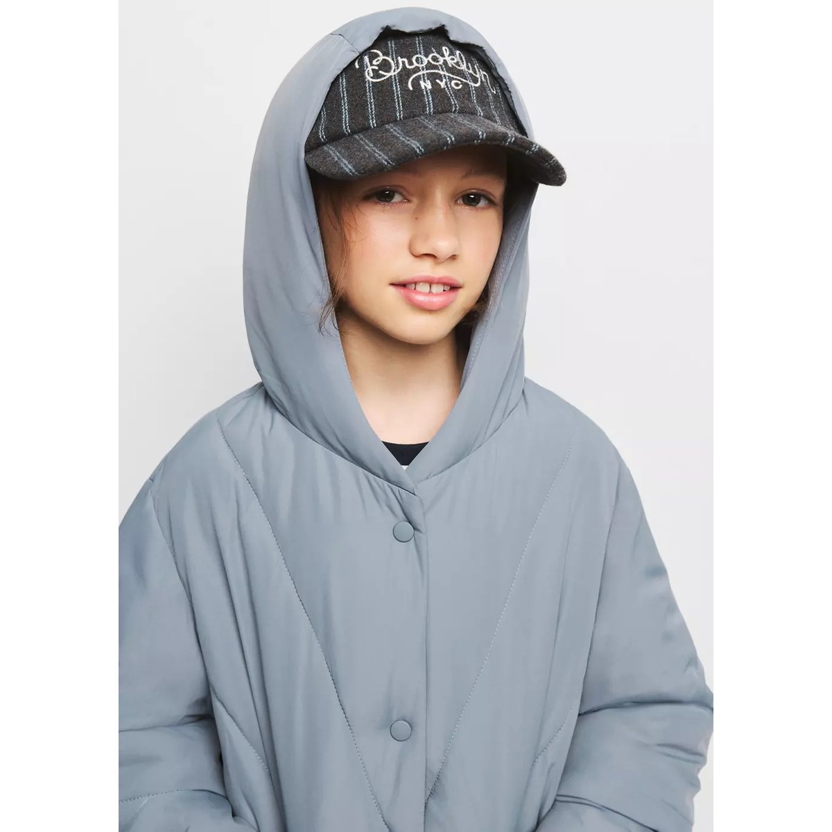 Anorak matelassé à capuche bleu, MANGO KIDS