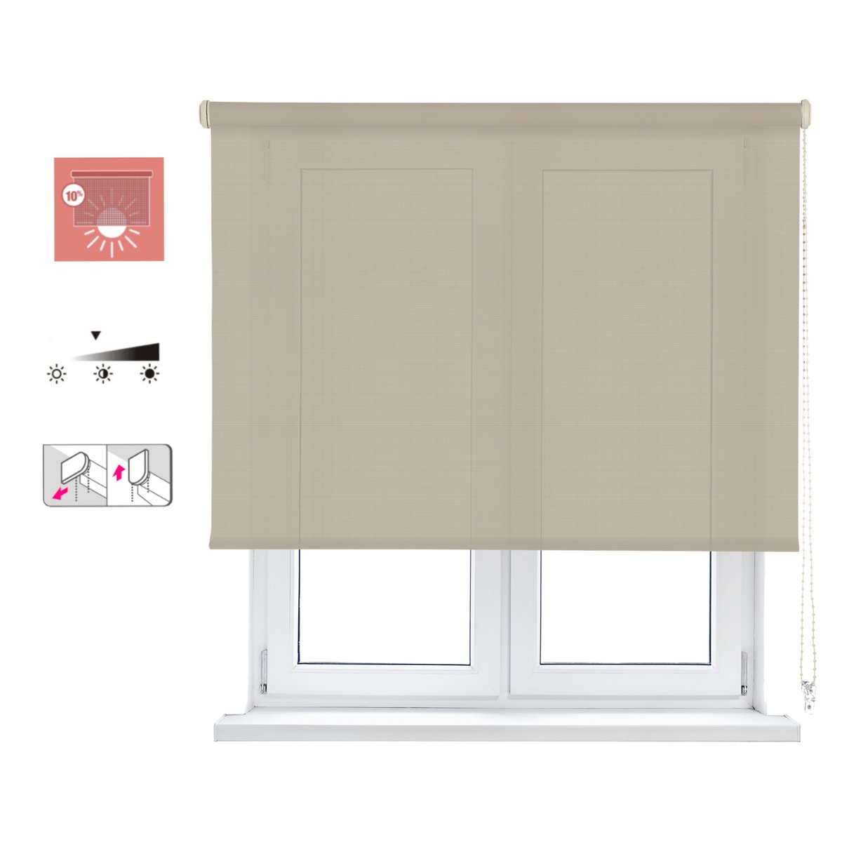 Store enrouleur tamisant, LINEN lin couleur sable, INSPIRE