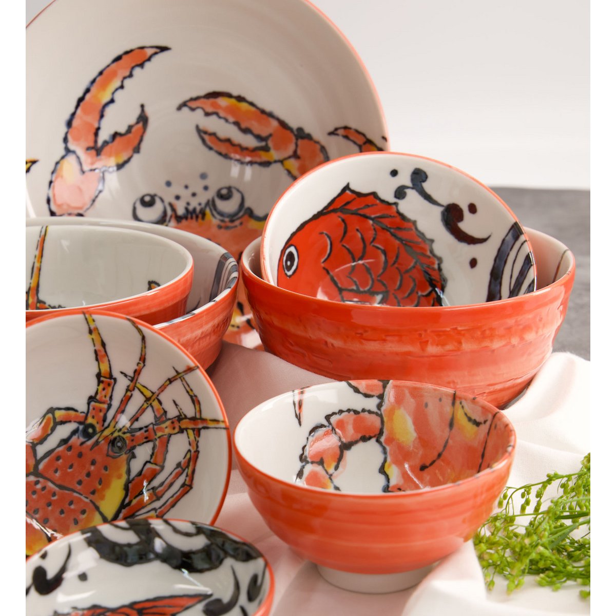 Bol crabe rouge rouge et blanc, TOKYO DESIGN STUDIO