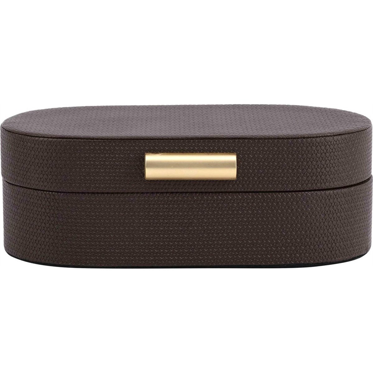 Boîte de rangement compacte marron avec détail doré, RECOLLECTION