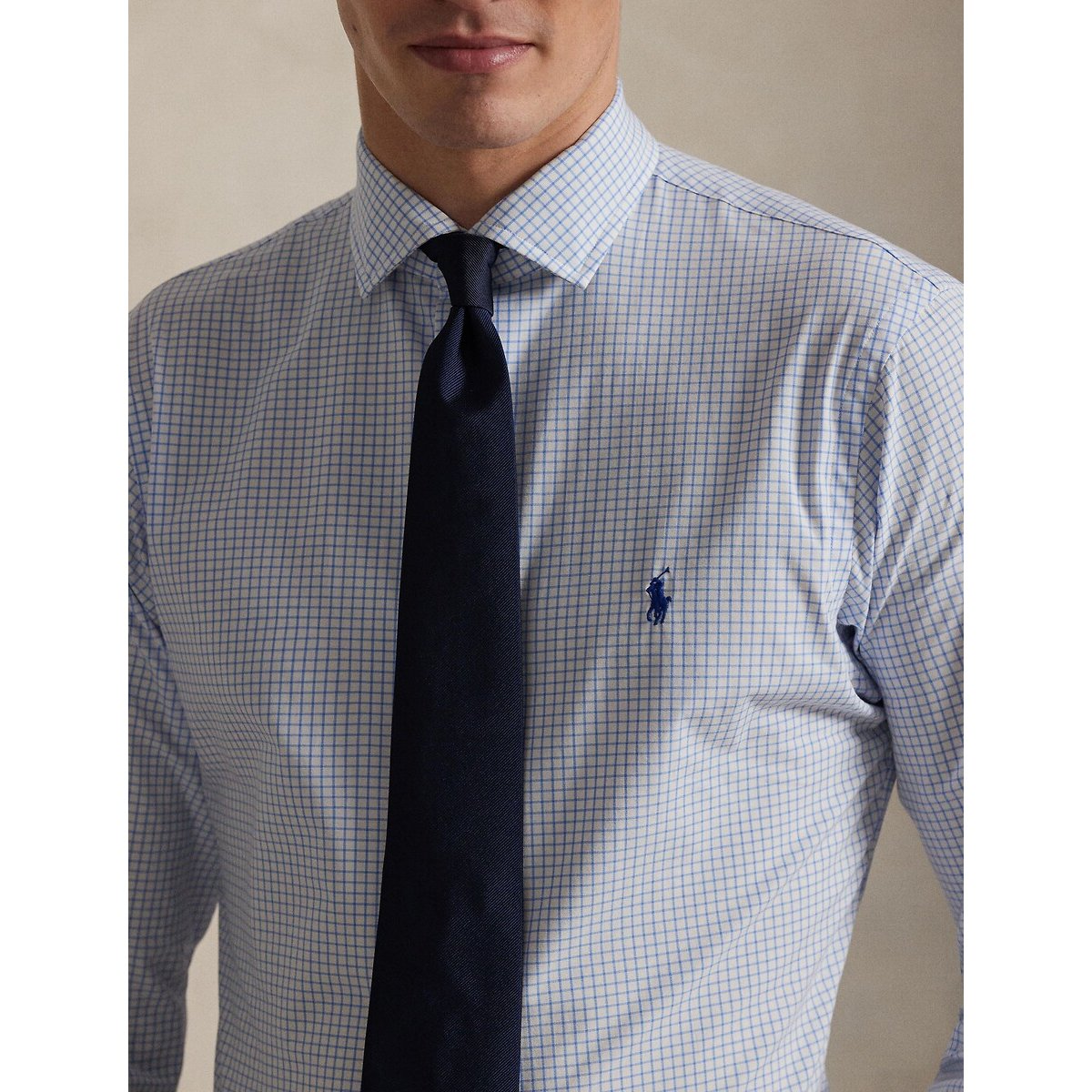 Chemise manches longues en popeline bleu/blanc, POLO RALPH LAUREN