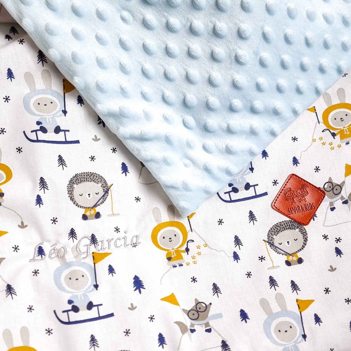 Couverture réversible en minky ELI ESKIMO eskimo, bleu, SEVIRA KIDS