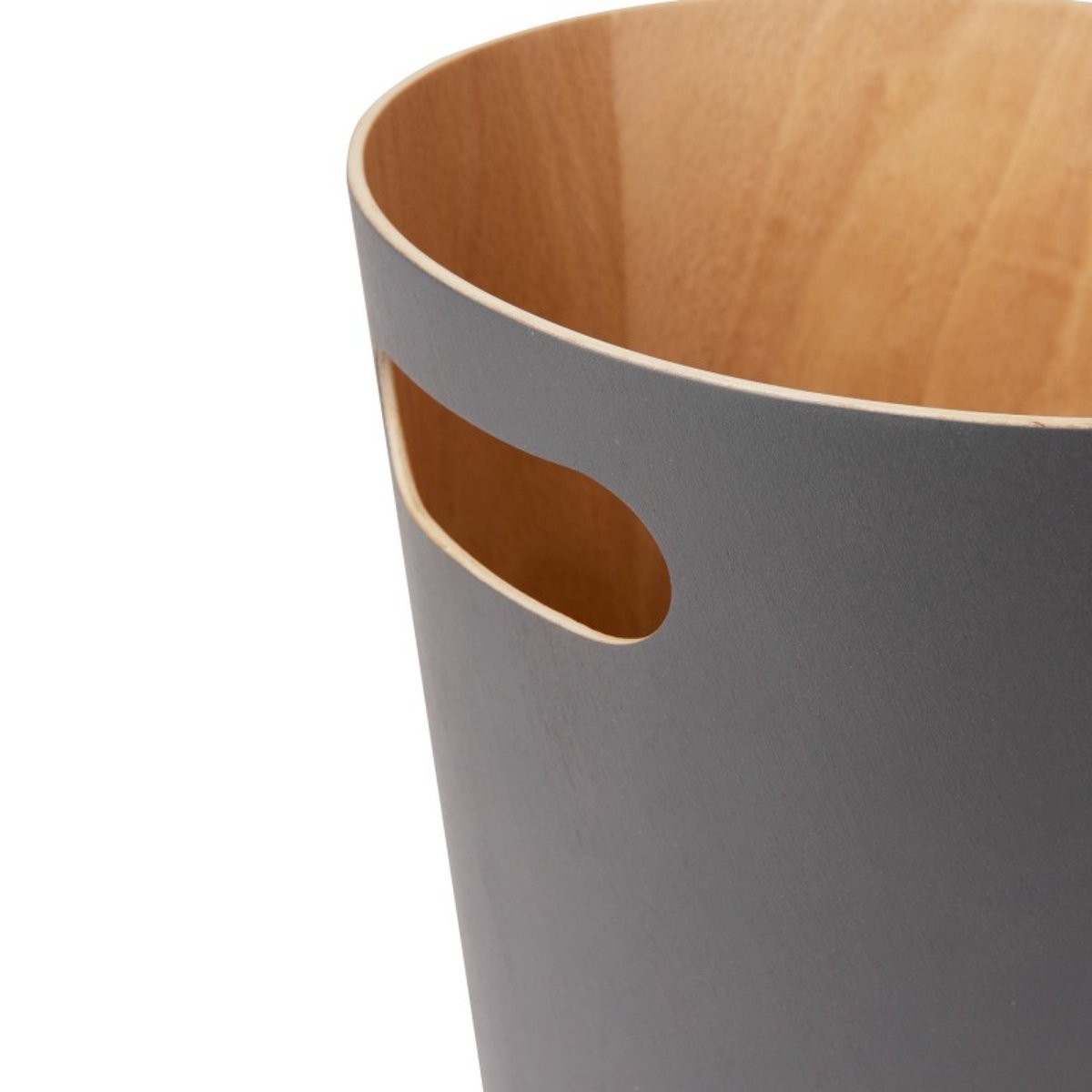 Corbeille bois  WOODROW gris foncé, UMBRA
