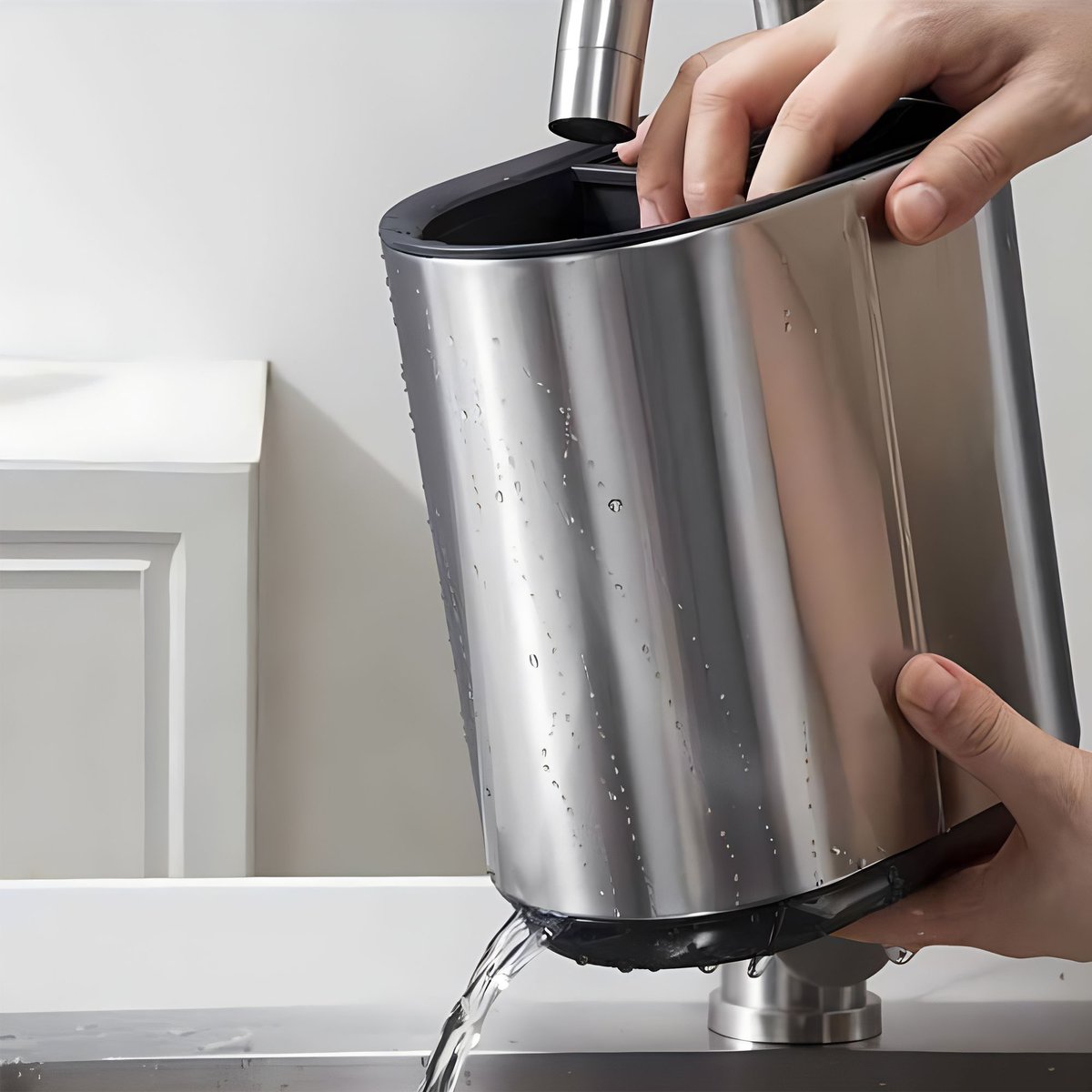 Porte ustensile en acier inoxydable inox-noir, MENASTYL
