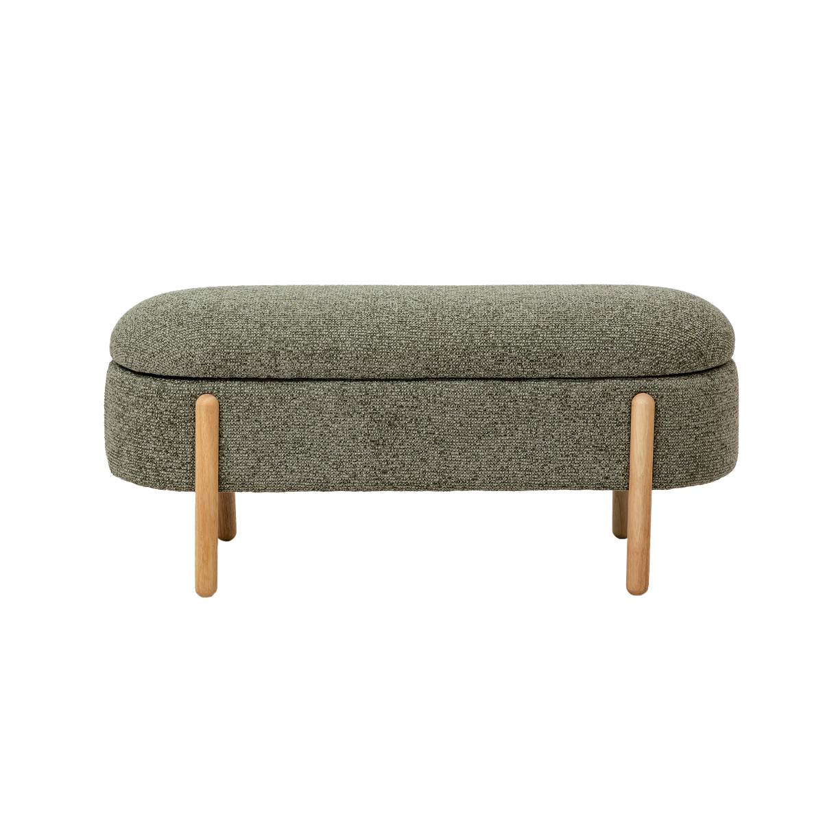 Banc en tissu bouclette NÉRIO vert, MADE IN MEUBLES