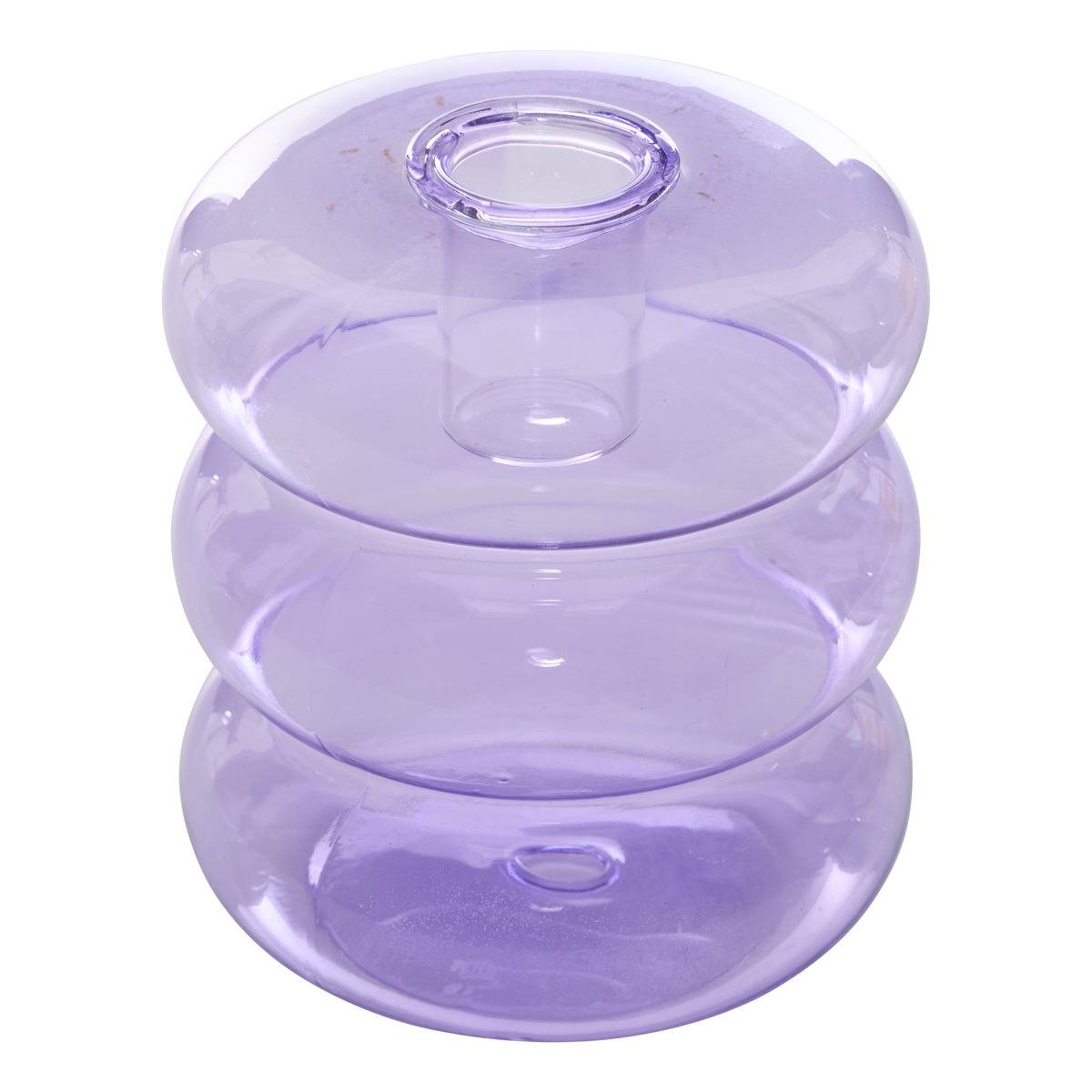 Bougeoir Pool en Verre 9x9x10,5cm Violet orange, ATMOSPHERA