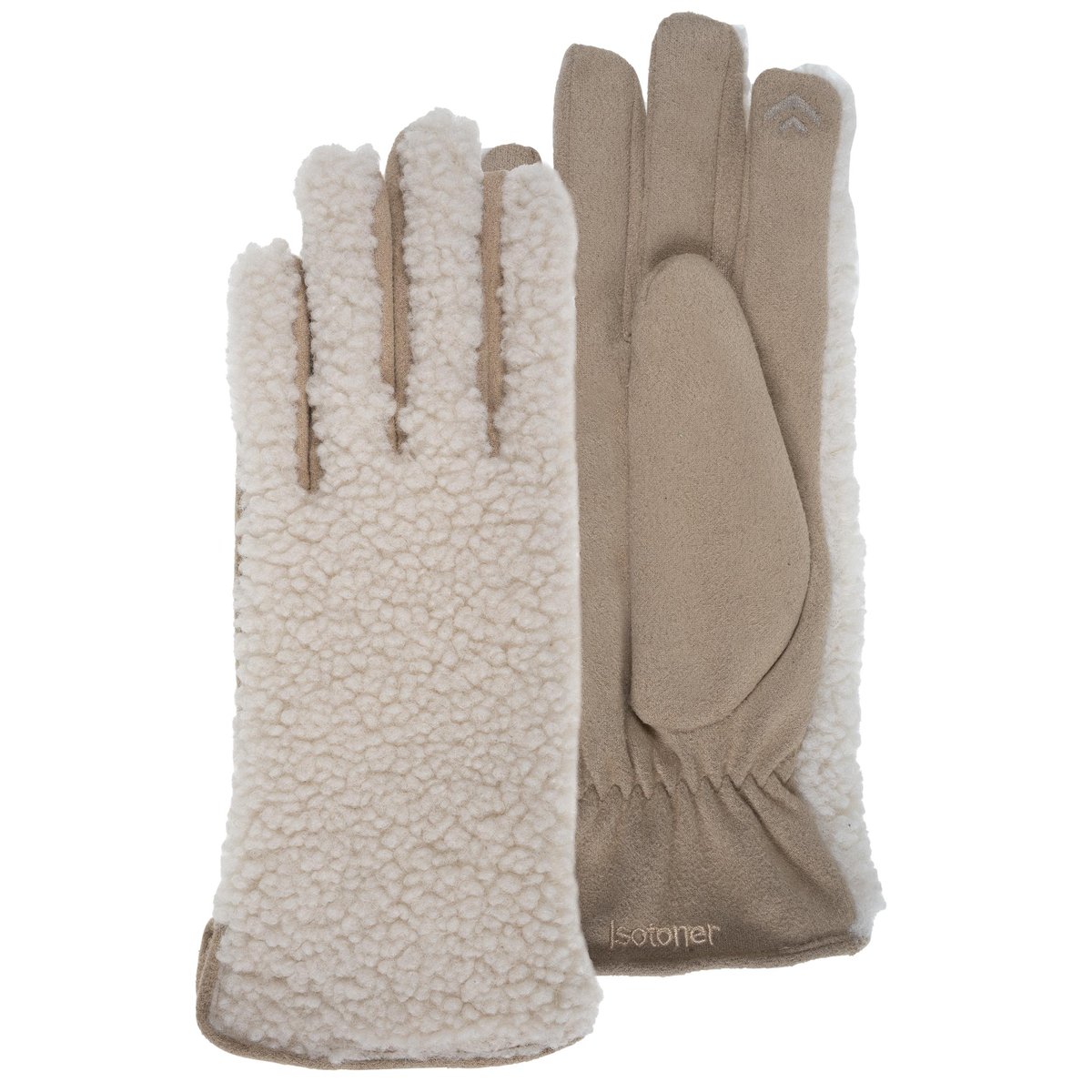 Gants smartouch taille unique sherpa doublé imitation fourrure beige, ISOTONER