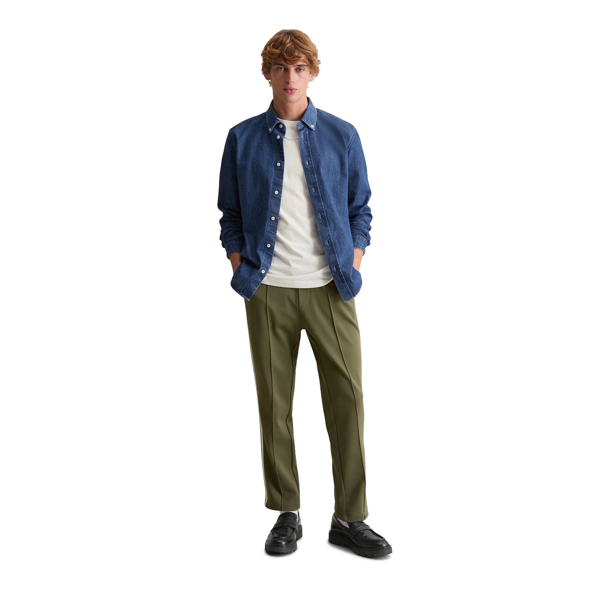 Chemise en jean regular en pur coton bio bleu moyen, MARC O’POLO DENIM
