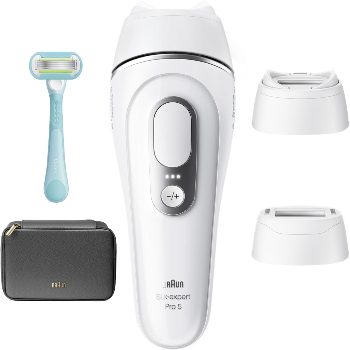 Epilateur lumière pulsée IPL PL5234 2 têtes, 1 rasoir Gillette Venus, une pochette blanc, BRAUN